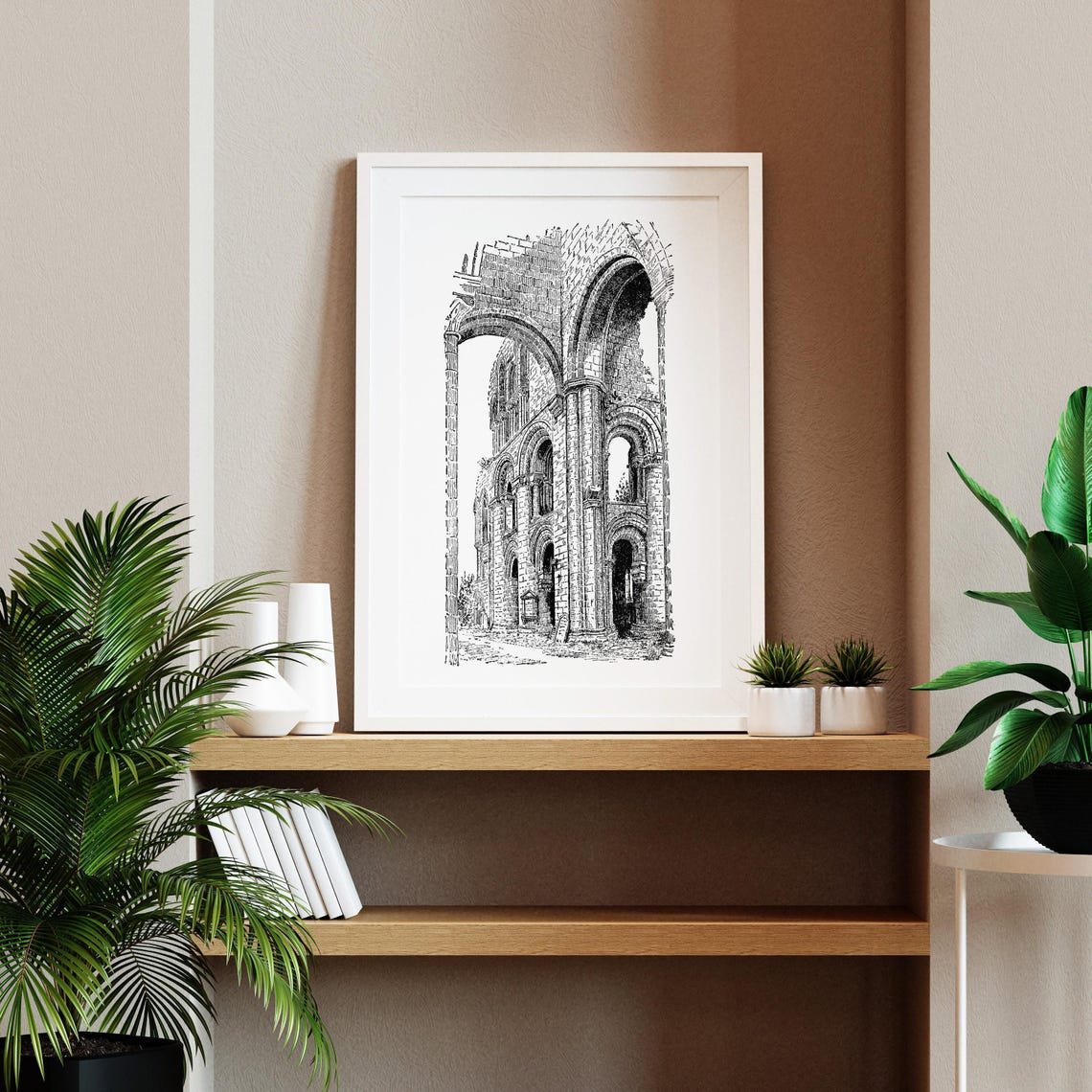 Jedburgh Abbey Scotland Ruined Gothic Arches Engraving Poster - Image 2