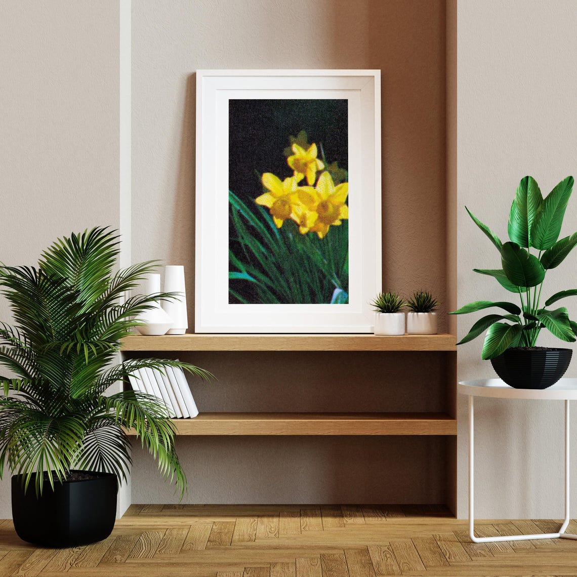 Yellow Daffodil Flower Night Bloom Vintage Matchbox Label Art Poster - Image 2