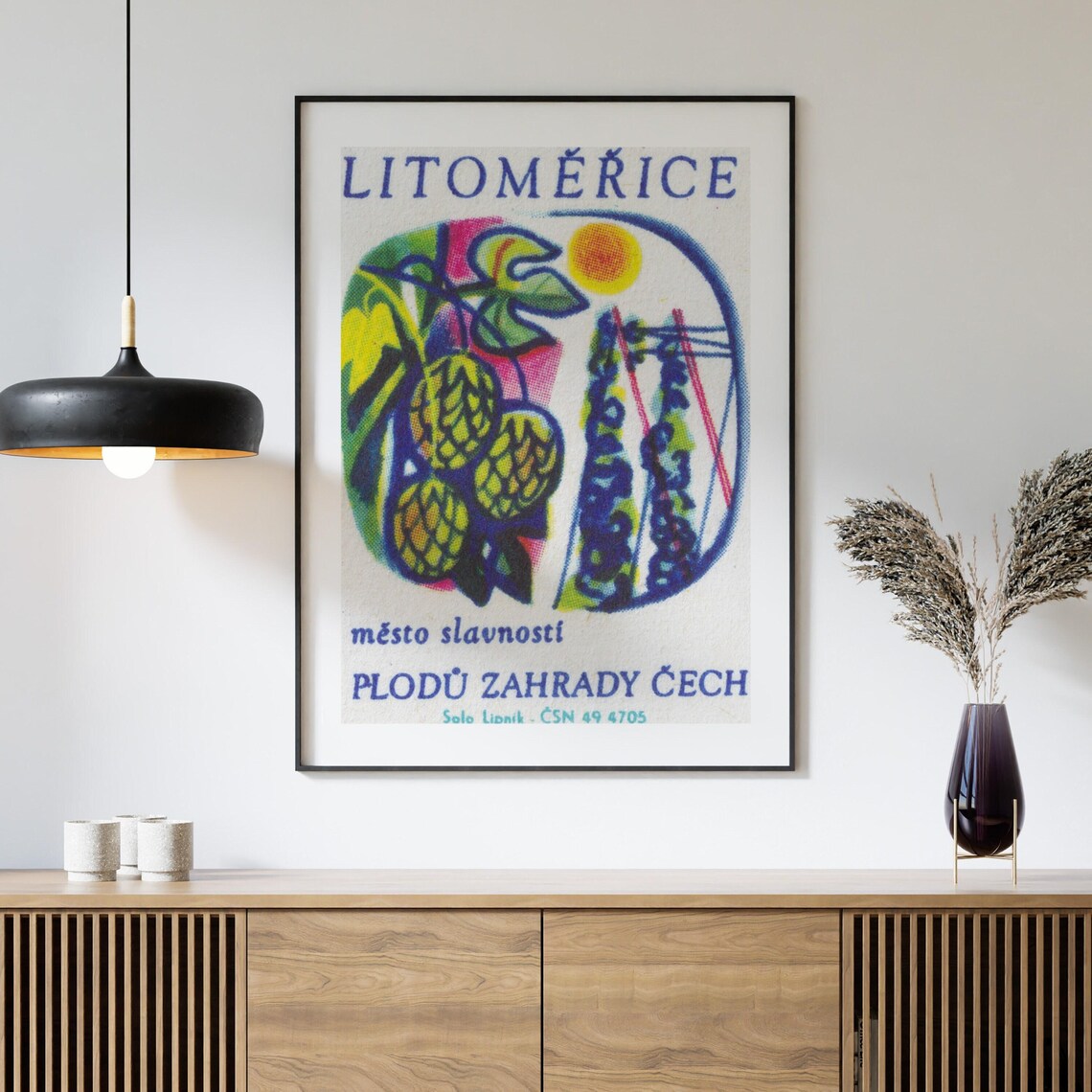 Litomerice Czech Fruit Harvest Festival Watercolor Label Art Print - Image 4