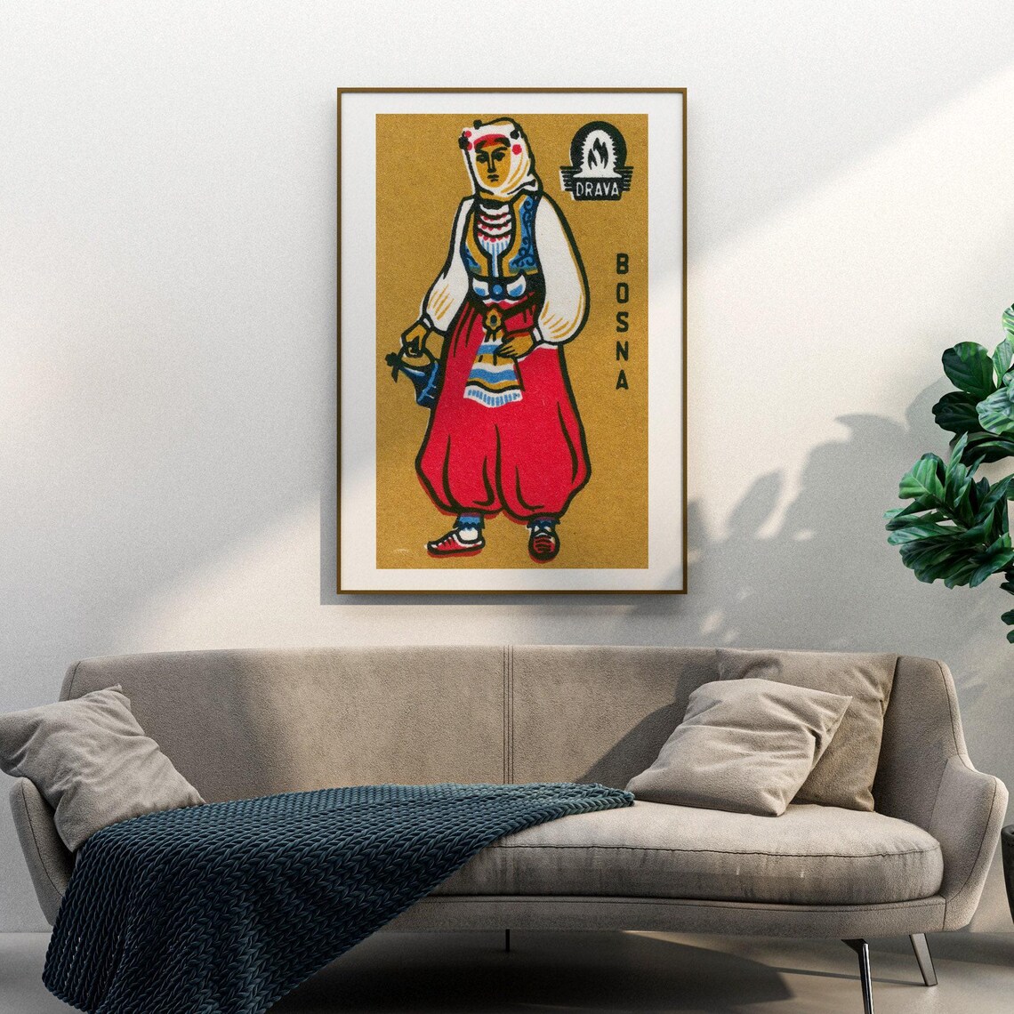 Bosnian Woman Matchbox Vintage Eastern Europe Print - Image 3