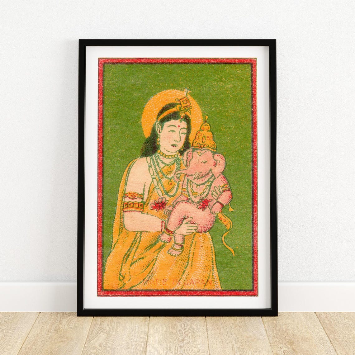 Hindu Goddess Baby Ganesha Vintage Matchbox Devotional Art Poster