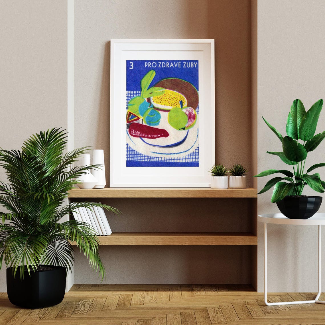 Healthy Teeth Fruit Vegetables Czech Vintage Matchbox Label Poster - Image 2