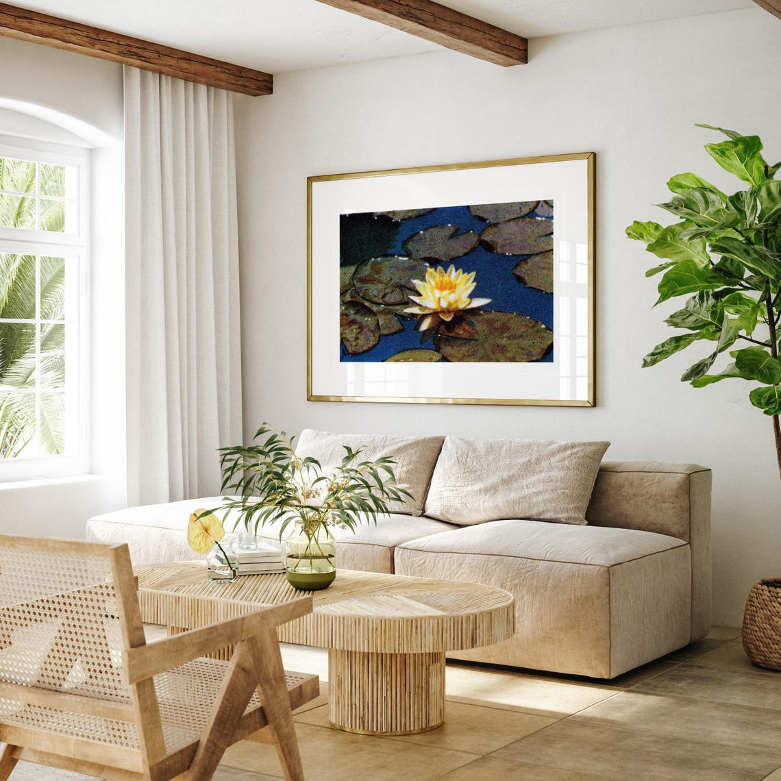 Golden Water Lily Flower Pad Pond Bloom Vintage Matchbox Art Poster - Image 4