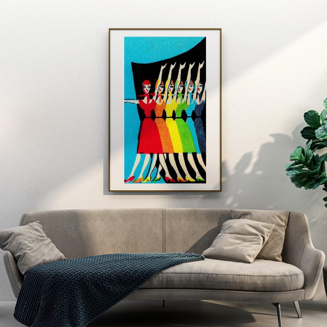 Rainbow Chorus Line Dancers Vintage Pop Art Row of Women Art Poster - Image 3