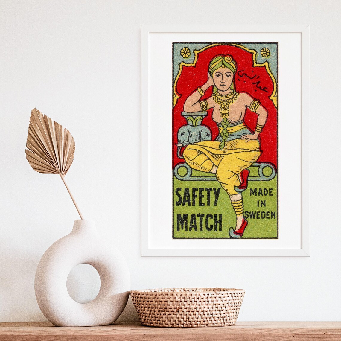 Safety Match Made in Sweden Turban Figure Vintage Label Poster - Image 4