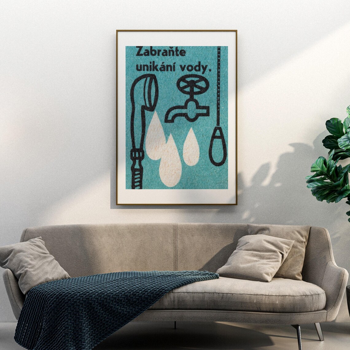 Prevent Water Leakage Czech Faucet Shower Drops Vintage Label Print - Image 3