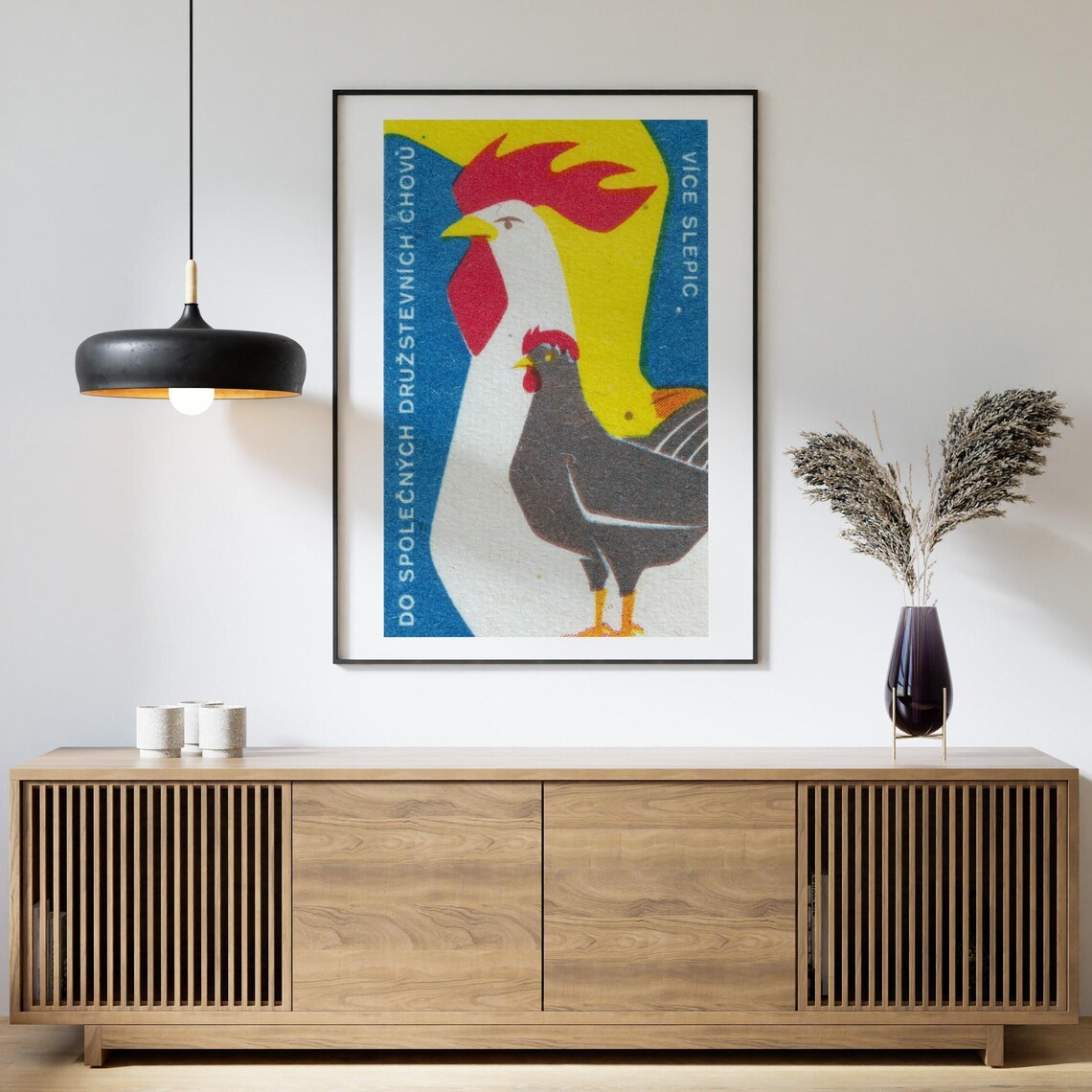 Chicken And Rooster Vintage Czech Art Print - Image 4