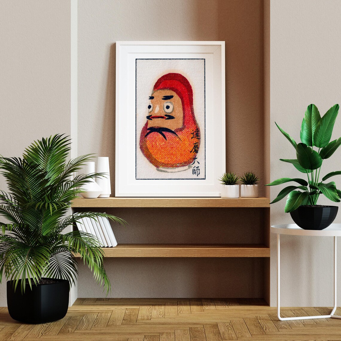 Cozy Japanese Man In Rug Matchbox, Vintage Art Print - Image 2