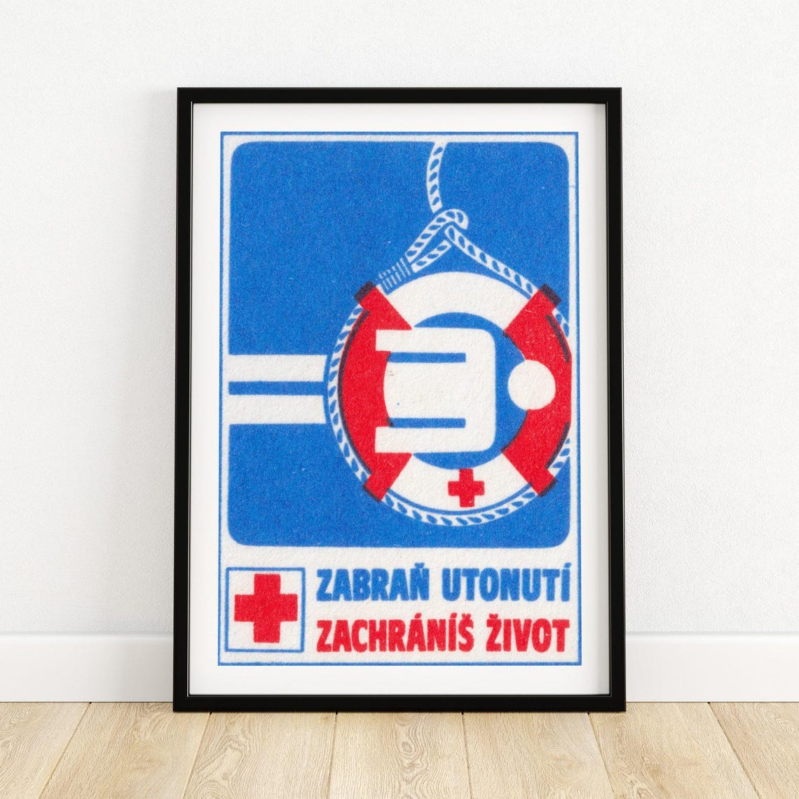 Prevent Drowning Save a Life Red Cross Life Ring Matchbox Poster