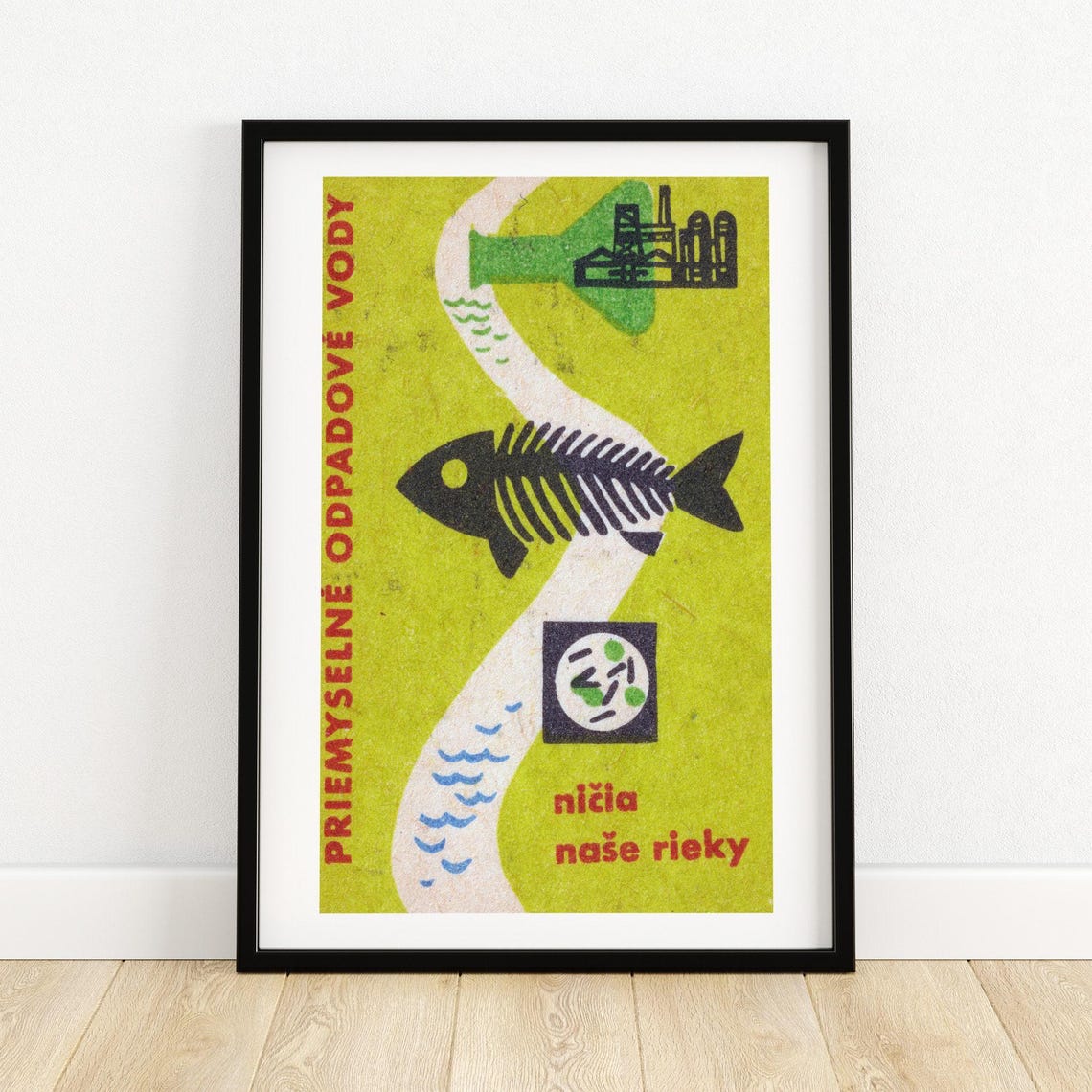 Czech Industrial Waste Anti Pollution Fish Skeleton Matchbox Poster