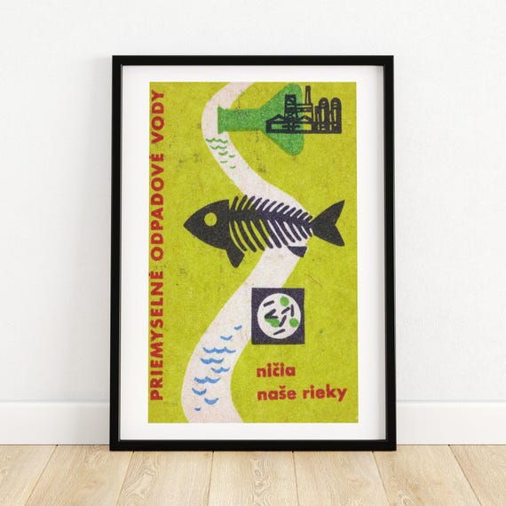 Industrial Waste Destroys Our Rivers Matchbox Print Aesthetic Wall Art Vintage Art Matchbox Wall Poster Vintage Poster Print