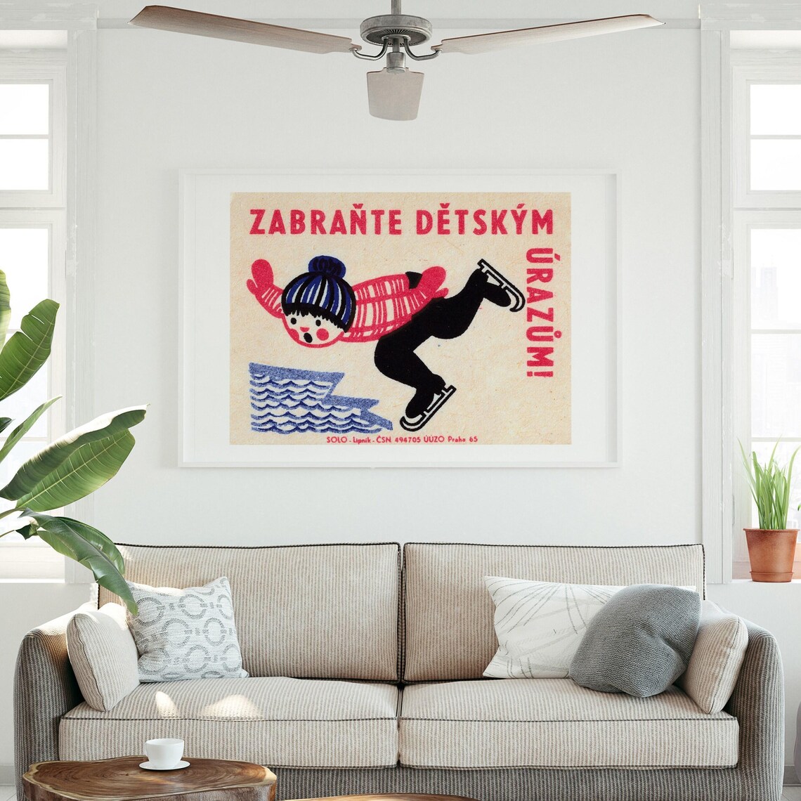 Prevent Child Injuries Ice Skater Safety Vintage Czech Poster - Image 3