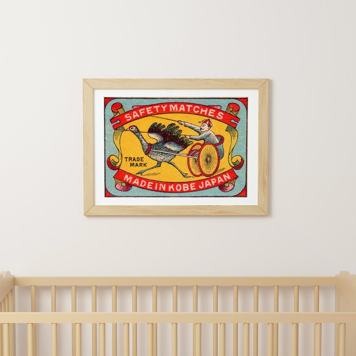 Japan Turkey Rickshaw Safety Matches Kobe Vintage Trade Mark Poster - Image 3