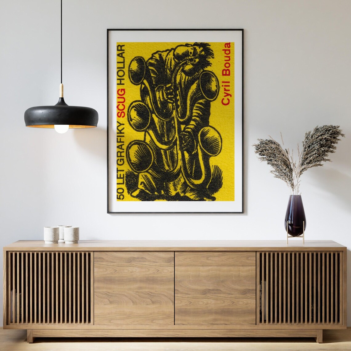 Yellow Tuba Player Matchbox, Vintage Czech Poster Print - Image 4