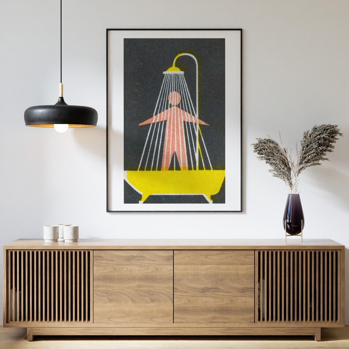 Person Showering Matchbox Vintage Bathroom Art Print - Image 4