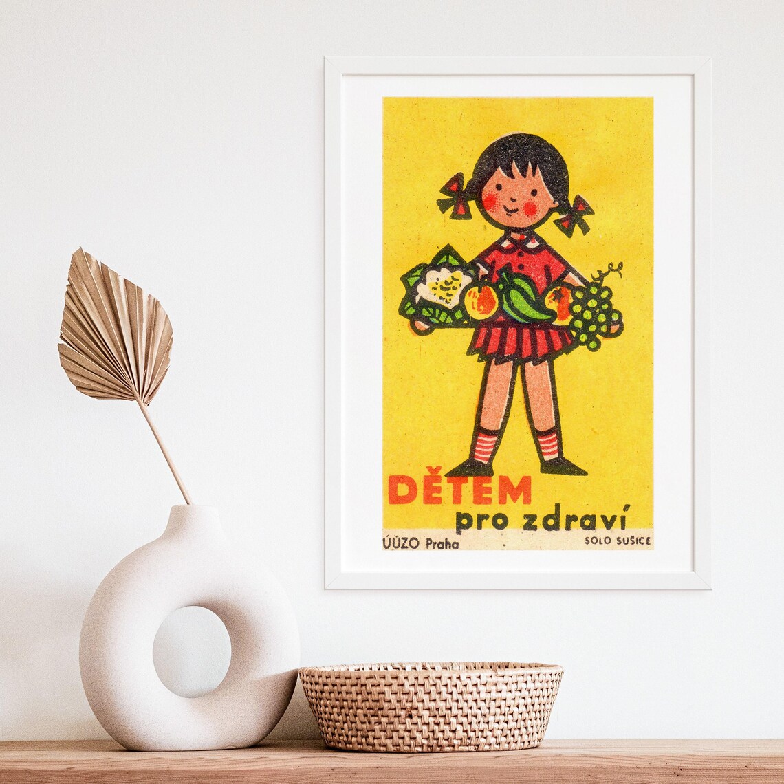 For Children for Health Fruit Girl Vintage Czech Matchbox Poster - Image 4