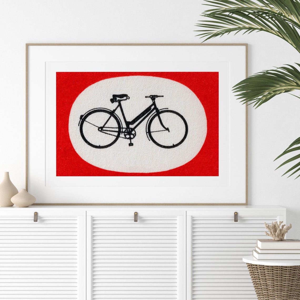 Vintage Bicycle Silhouette Matchbox Label Red Oval Design Poster - Image 2