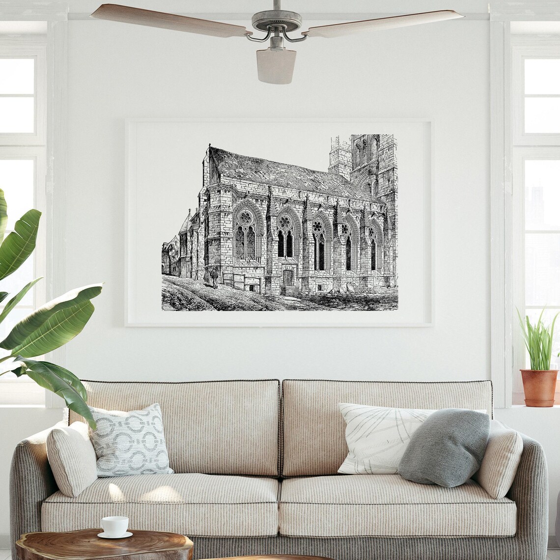 Noyon Cathedral France Gothic Architecture Exterior Vintage Poster - Image 3