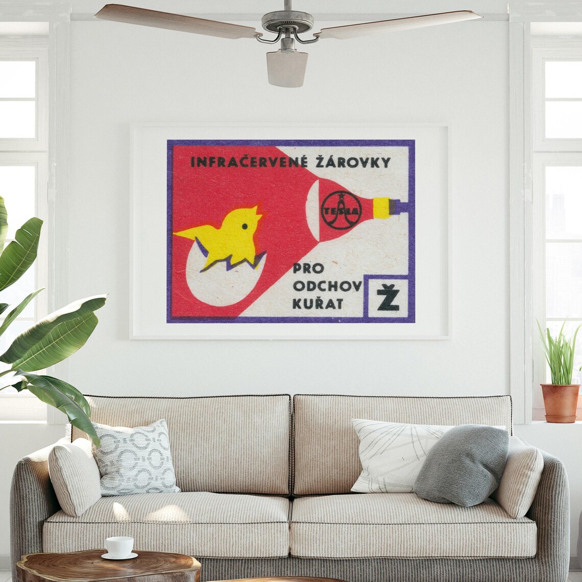 Tesla Infrared Bulbs for Chick Raising Vintage Matchbox Label Poster - Image 3
