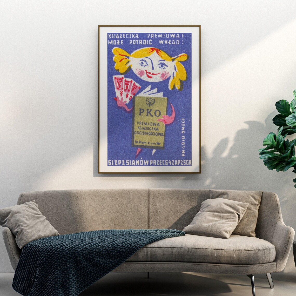 Polish PKO Savings Girl Retro Vintage Matchbox Label Art Poster - Image 3