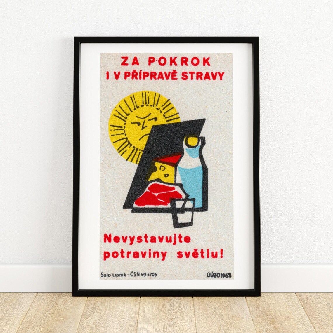 Solo Lipník 1963 Keep Food Out Of Light Vintage Matchbox Art Poster