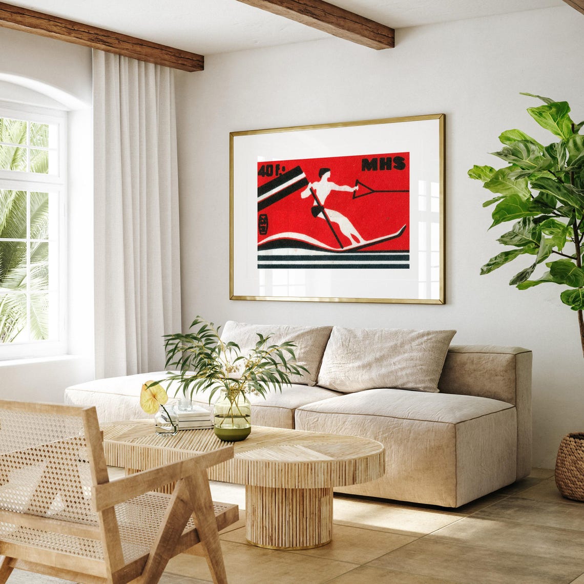MHS Water Ski 40F Red Black Vintage Matchbox Water Sports Poster - Image 4