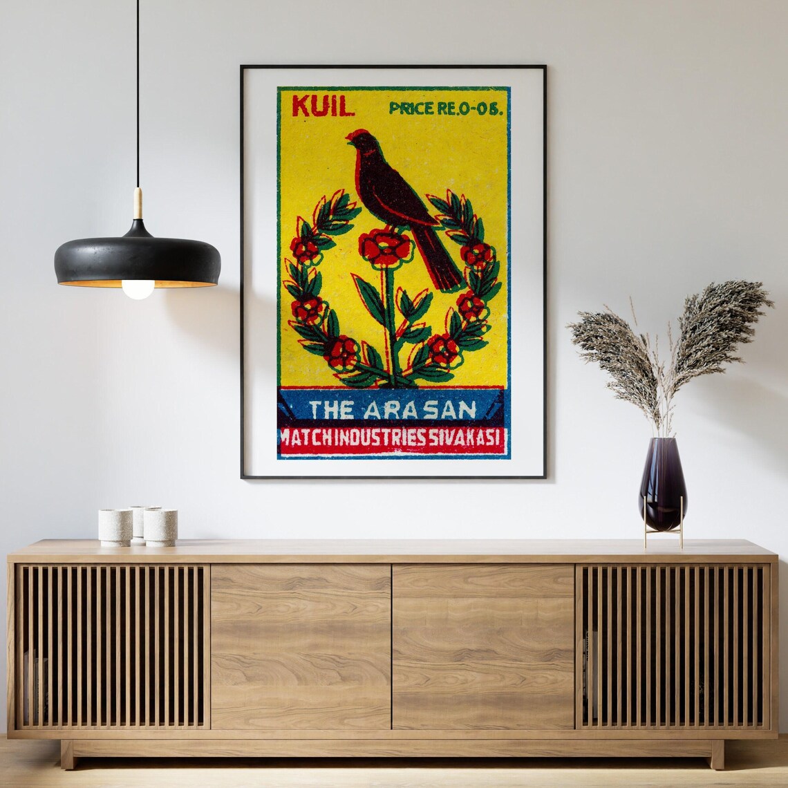 Kuil Songbird Floral Vintage Indian Matchbox Label Art Poster - Image 4