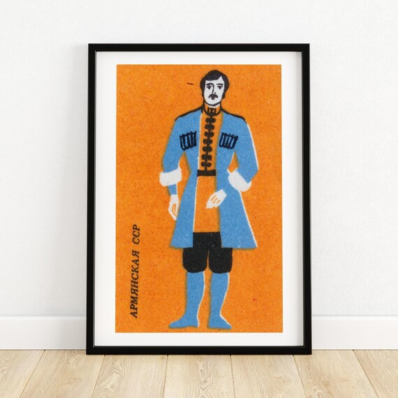 Armenian Man Matchbox Vintage Eastern Europe Poster