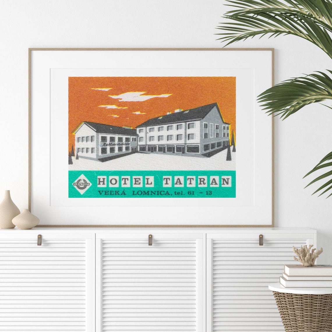 Hotel Tatran Velka Lomnica Orange Sky Retro Matchbox Label Poster - Image 2