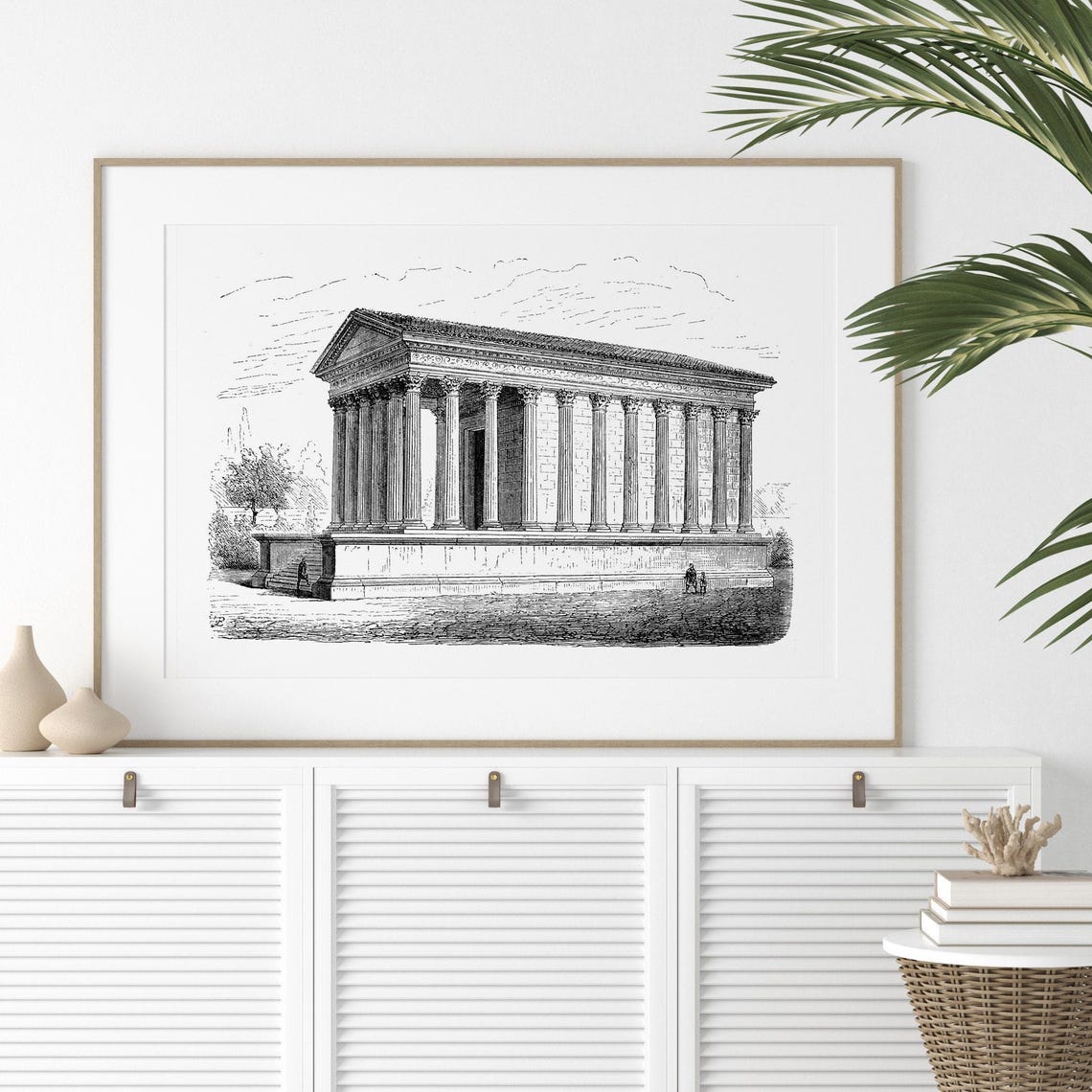 Roman Corinthian Temple Nimes Architectural Illustration Historical Wall Art Unique Home Decor - Image 2
