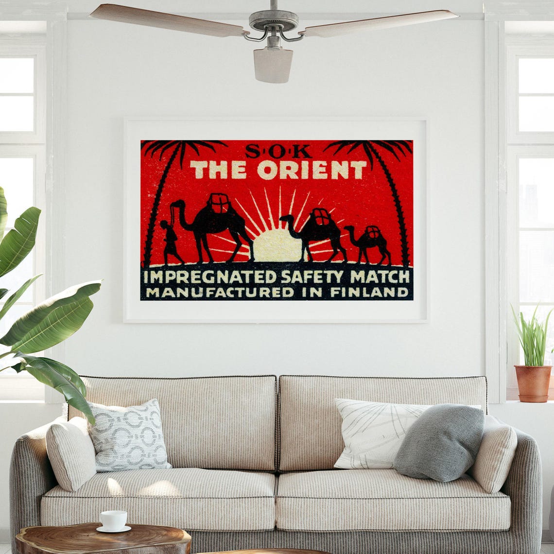 Camel Caravan Sunset The Orient Vintage Finland Match Label Poster - Image 3