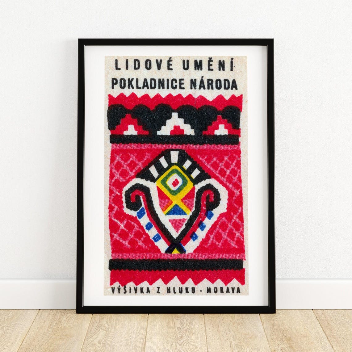 Czech Folk Embroidery Hluk Moravia Vintage Matchbox Art Poster