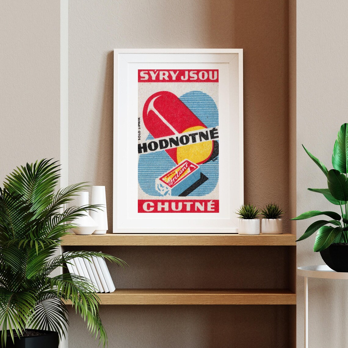 Cheese Heart Czech Vintage Matchbox Advertising Label Art Poster - Image 2