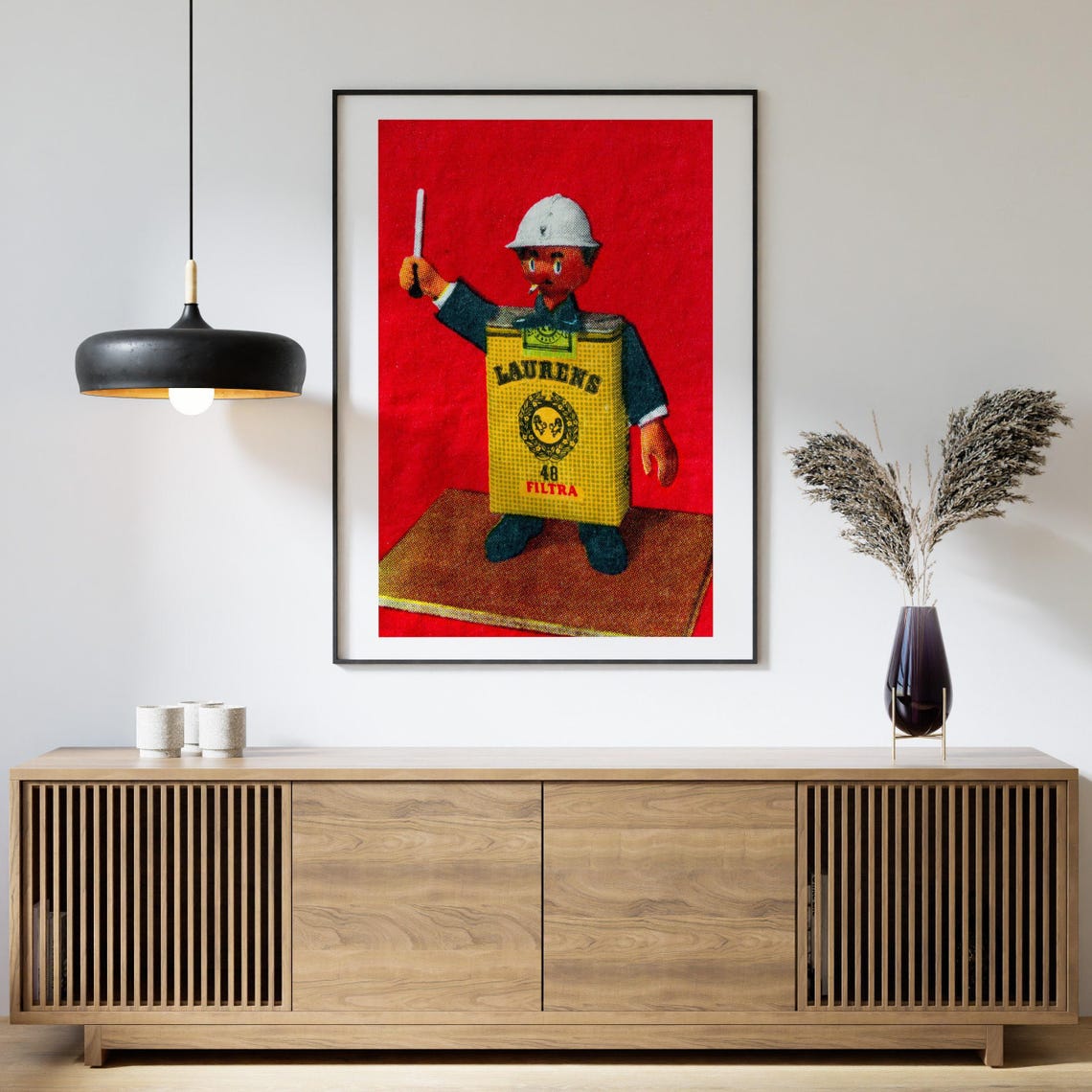 Cheerful Laurens Matchbox Boy Mascot Vintage Advertising Art Poster - Image 4