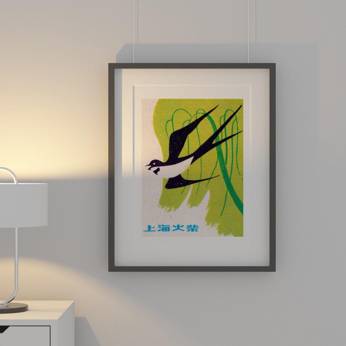Flying Swallow Vintage Chinese Shanghai Matches Label Art Poster - Image 2