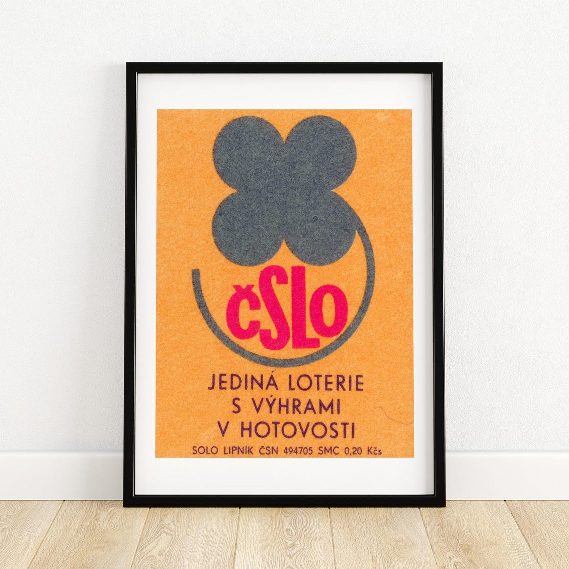 Czech CSLO Lottery Cash Prize Lucky Vintage Matchbox Label Poster