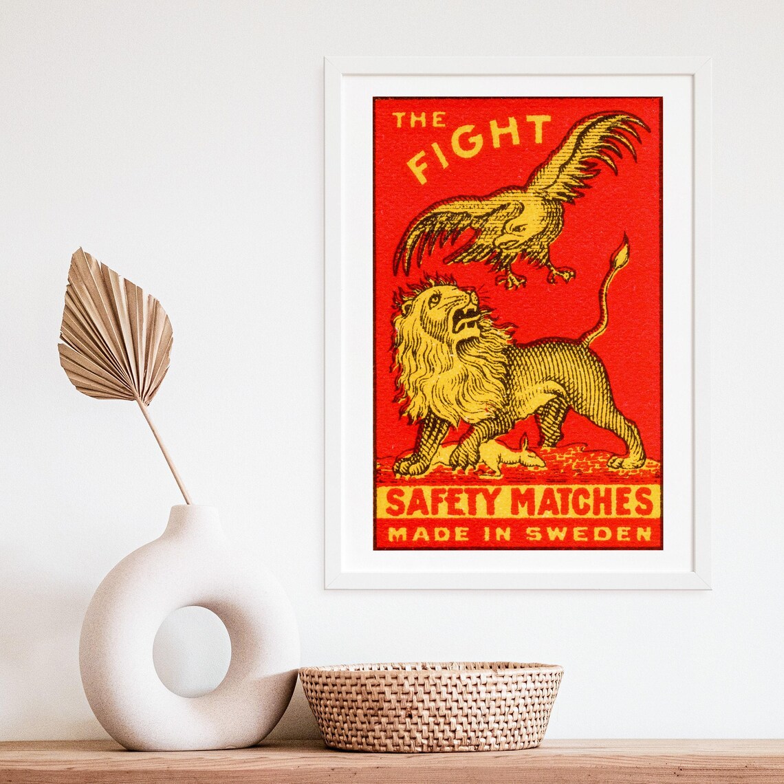The Fight Lion Eagle Vintage Swedish Safety Matches Art Poster - Image 4