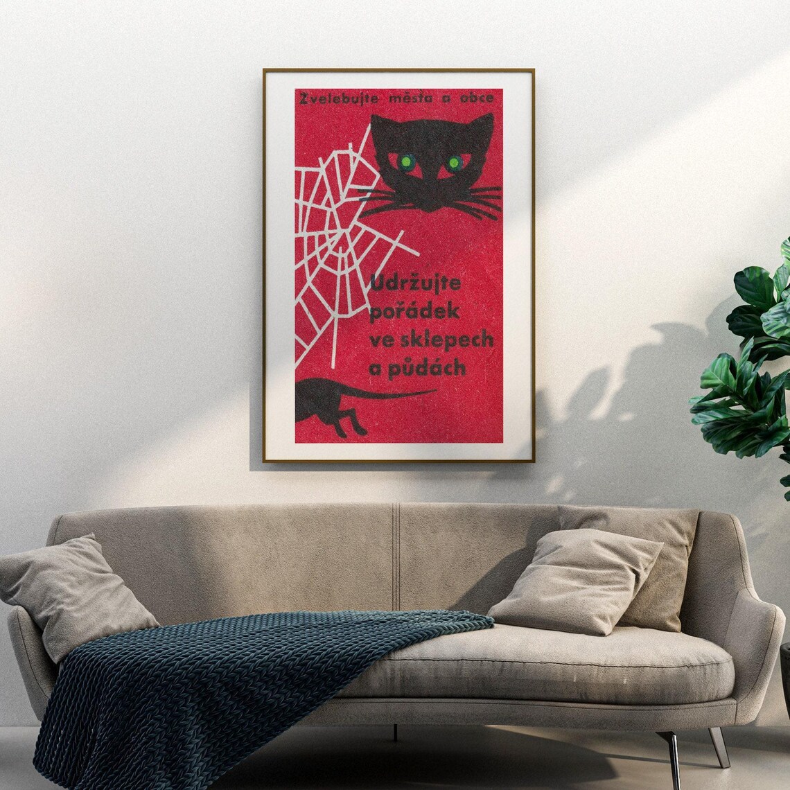 Cats Create Order Vintage Czech Art Poster Print - Image 3