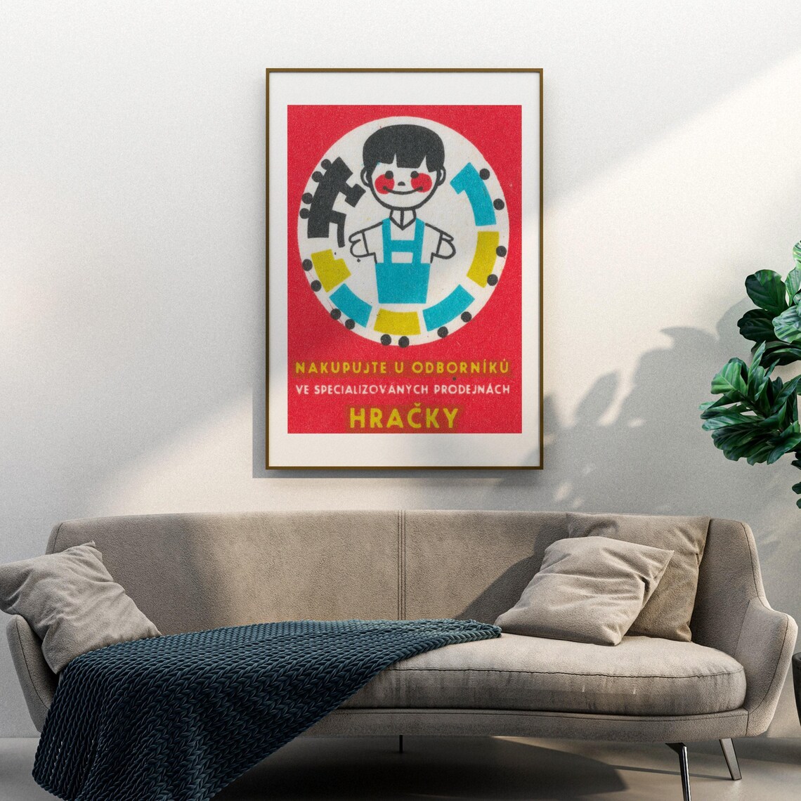 Boy Playing With Train Matchbox Vintage Poster Print - Image 3