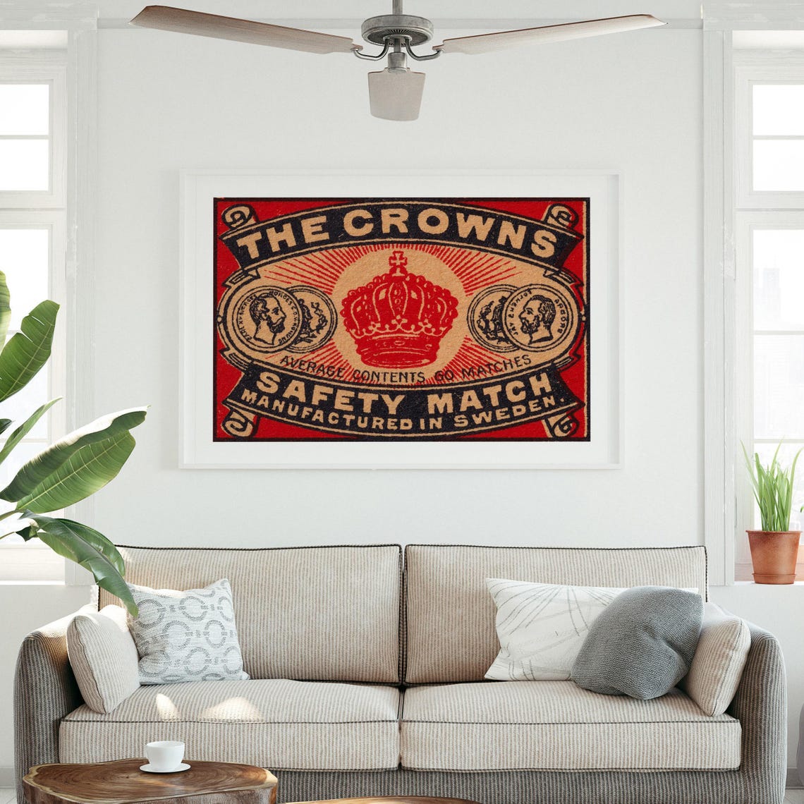 The Crowns Swedish Safety Match Royal Crown Vintage Label Poster - Image 3