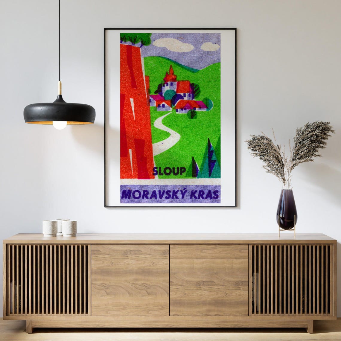 Sloup Moravsky Kras Czech Vintage Landscape Matchbox Label Poster - Image 4