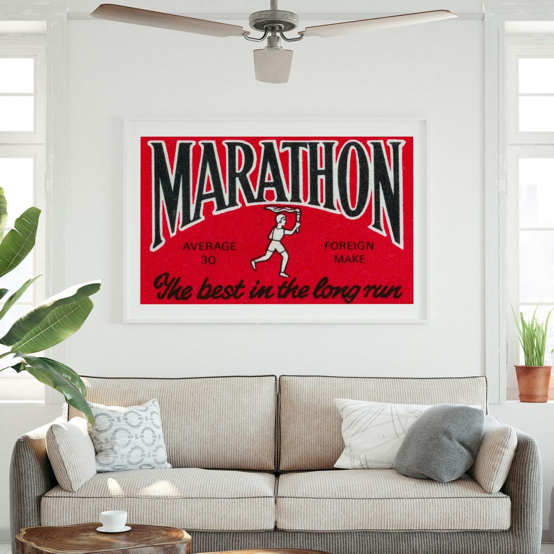 Marathon Best in the Long Run Torch Runner Vintage Matchbox Poster - Image 3