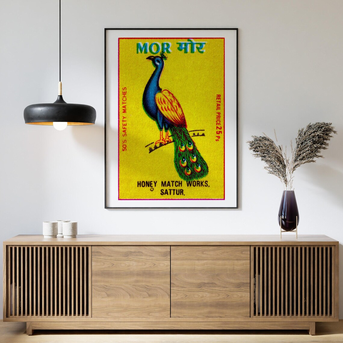 Peacock Matchbox Vintage India Art Print - Image 4