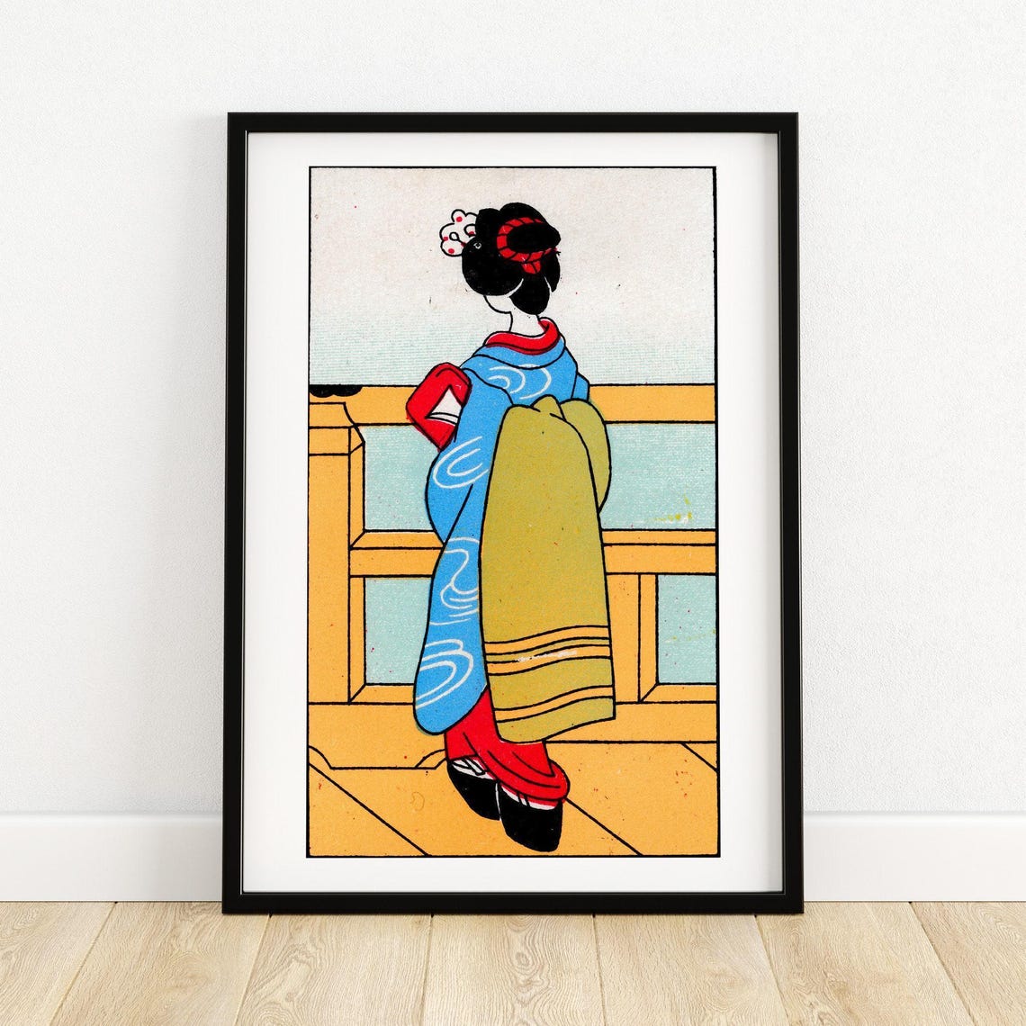 Japanese Geisha Kimono Vintage Matchbox Illustration Art Poster