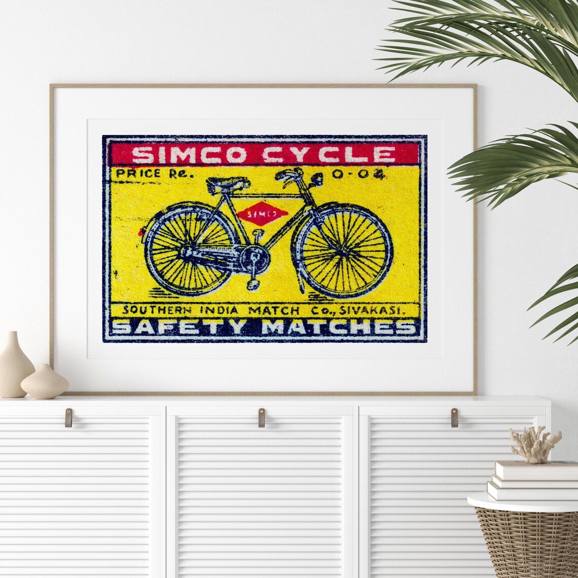 Simco Cycle Indian Safety Matches Vintage Bicycle Art Poster - Image 2
