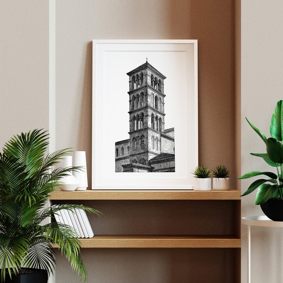 San Giorgio Al Velabro Rome Medieval Bell Tower Engraving Poster - Image 2
