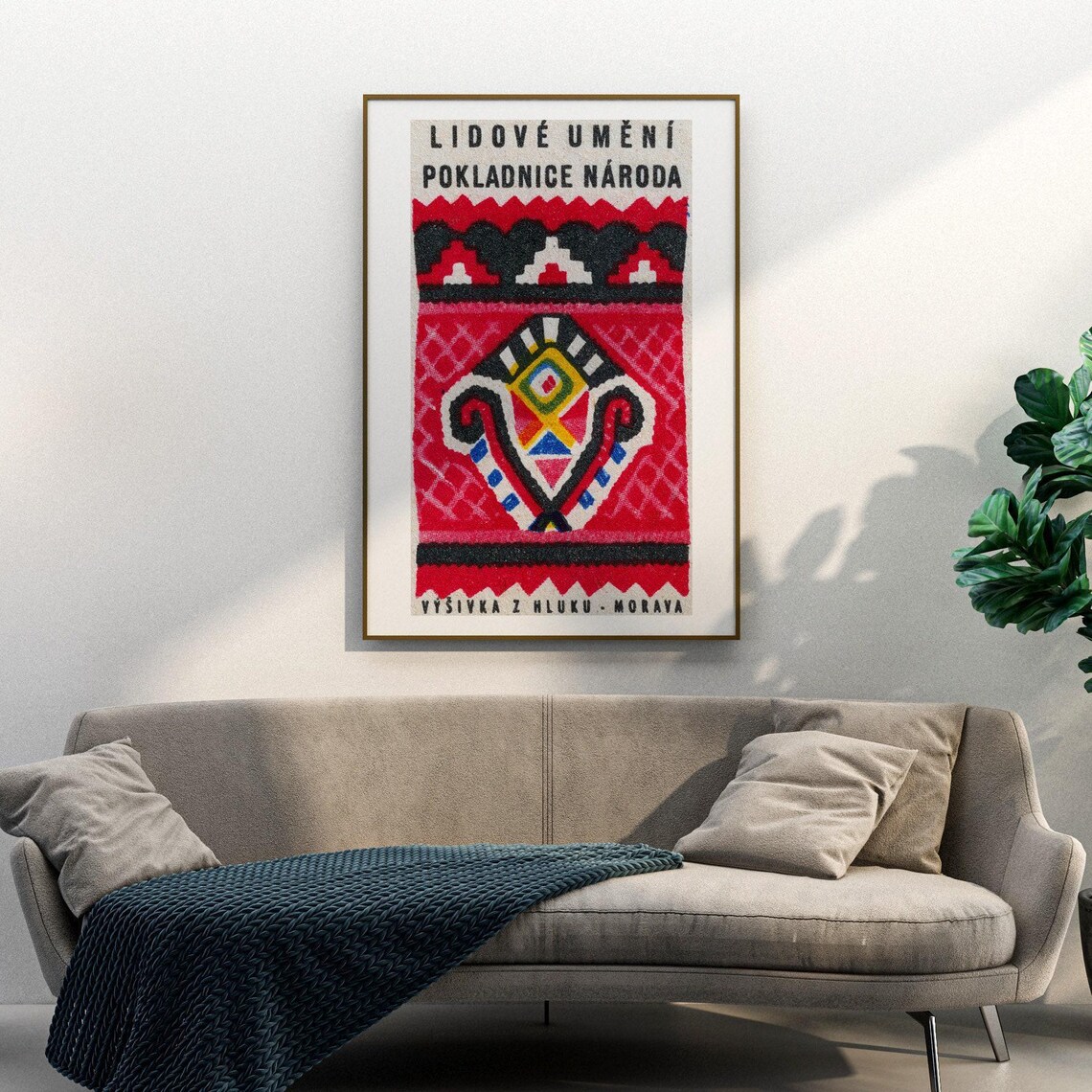 Výšivka z Hluku Morava Red Folk Embroidery Matchbox Label Art Poster - Image 3