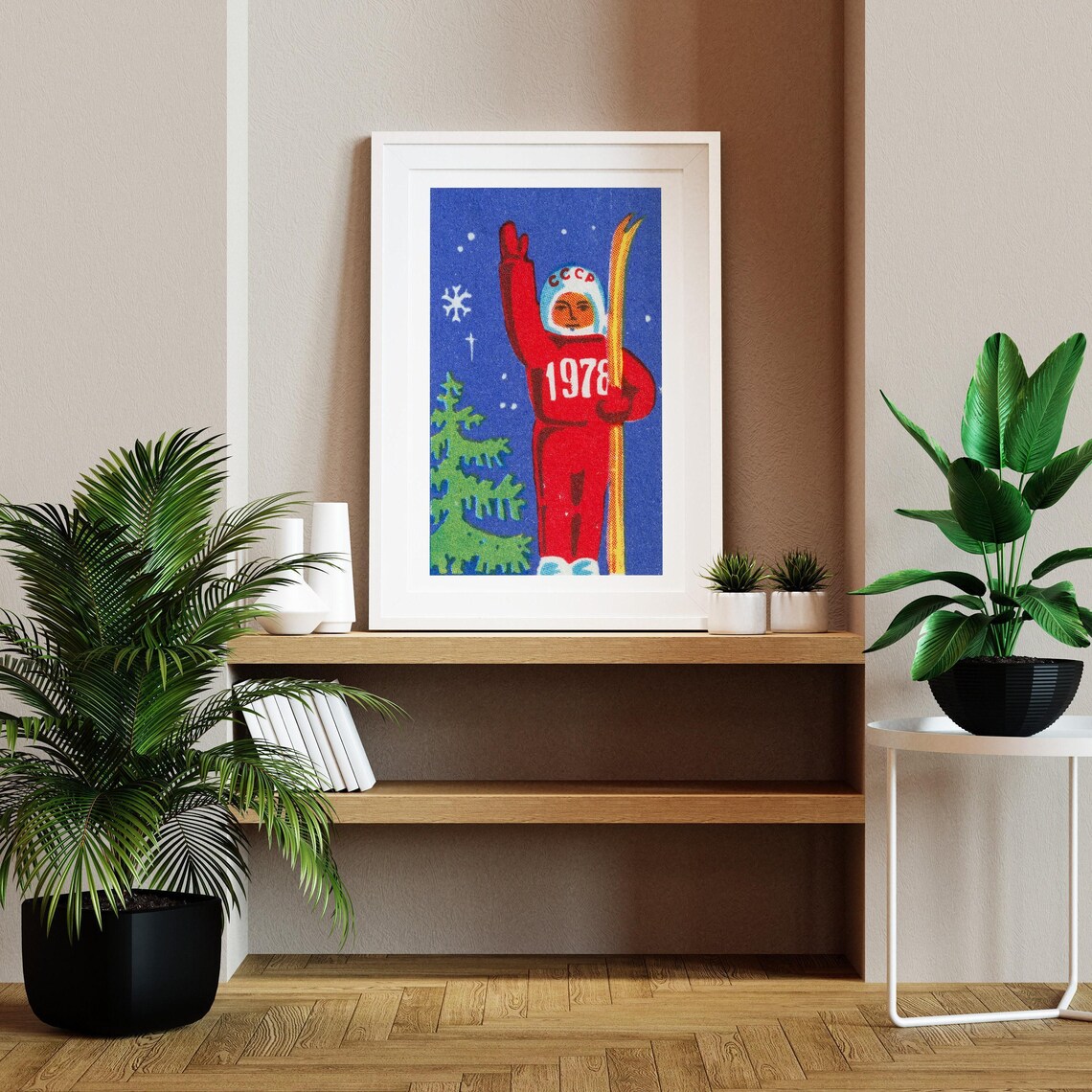Christmas Cosmonaut Vintage Eastern Europe Poster Print - Image 2