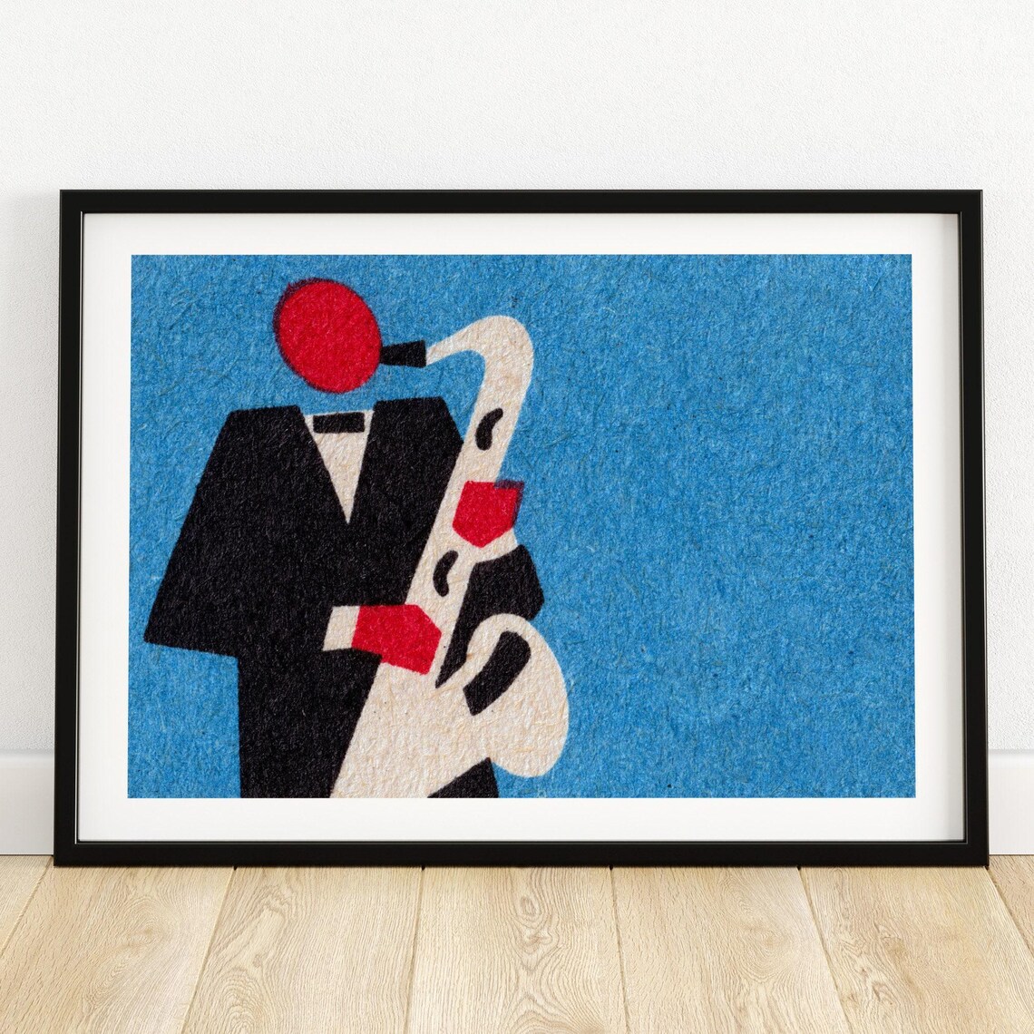Abstract Saxophone Player Cubist Jazz Musician Blue Style Poster