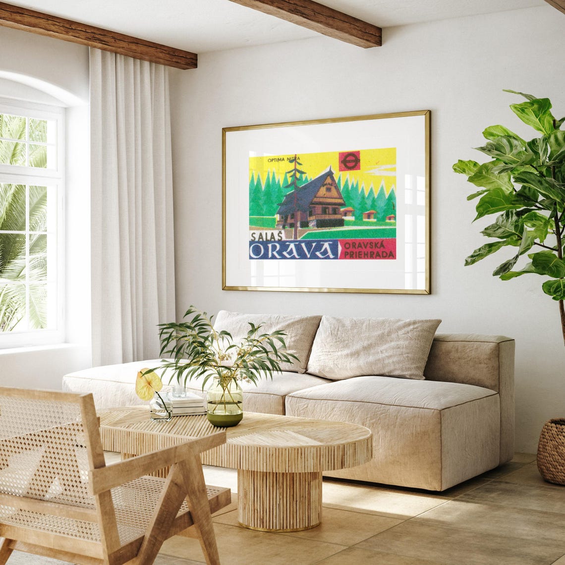 Salas Orava Mountain Chalet Forest Yellow Vintage Matchbox Poster - Image 4